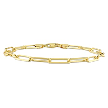 5MM Polished Paperclip Chain Bracelet in 18K Yellow Gold Over Sterling Silver