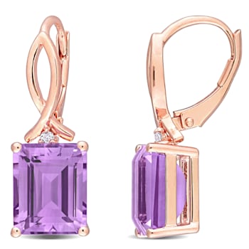 6 1/3 CT TGW Rose de France and White Topaz Earrings in Rose Plated
Sterling Silver