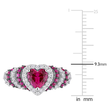 1 3/4 CT TGW Created Ruby and Created White Sapphire Heart Ring in
Sterling Silver