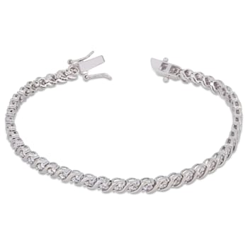 1 CT TW Diamond S-Shape Tennis Bracelet in Sterling Silver