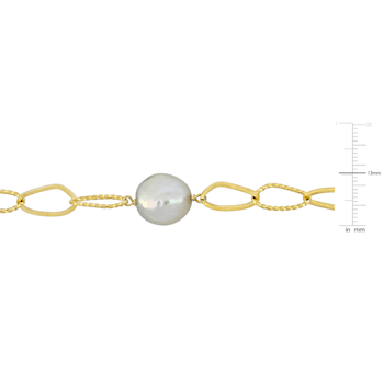 9-10 MM Freshwater Cultured Pearl Necklace in 18K Yellow Gold Over
Sterling Silver
