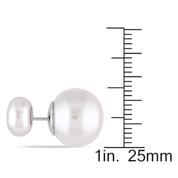 8-13 MM Freshwater Cultured Pearl Tribal Earrings in Sterling Silver