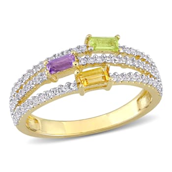 5/8 CTW Multi-Gemstone Ring in Yellow Plated Sterling Silver