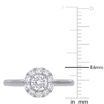 3/4 CT TGW Lab Grown Diamond Halo Engagement Ring in 14K White Gold