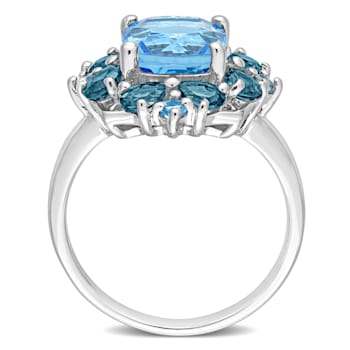 4 1/10 CT TGW Swiss Blue and London Blue Topaz Quatrefoil Ring in
Sterling Silver