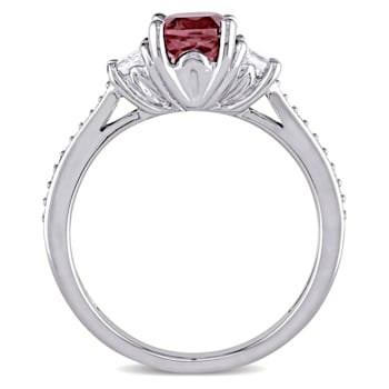 1 3/5 CT TGW Tourmaline and 3/4 CT TW Diamond 3-Stone Ring in 14K White Gold