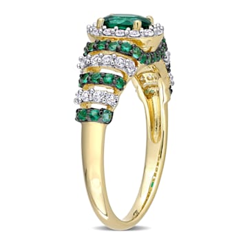 1 1/5 CTW Created Emerald and Created White Sapphire Ring in Yellow
Plated Sterling Silver