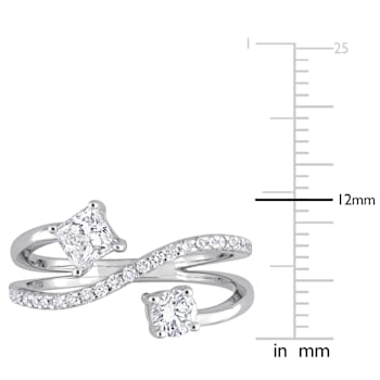 4/5 CT TGW Lab Grown Diamond 2-Stone Bypass Crossover Ring in 14K White Gold