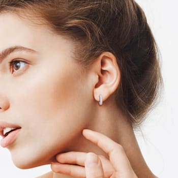 5/8 CT TGW Created Moissanite Multi-Row Hoop Earrings in Sterling Silver