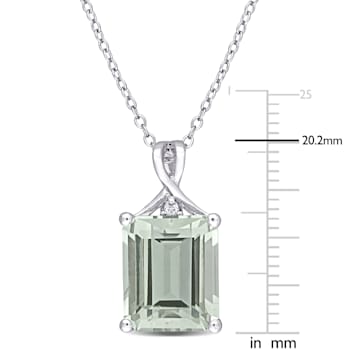 5 3/8 CT TGW Green Quartz and White Topaz Pendant with Chain in Sterling Silver