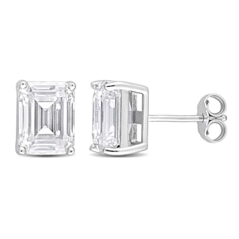 4 4/5 CT TGW Emerald Cut Created Moissanite Stud Earrings in Sterling Silver
