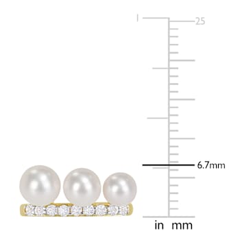 6-7.5 MM Freshwater Cultured Pearl & 3/8 CT TGW White Topaz Ring in
Yellow Plated Sterling Silver