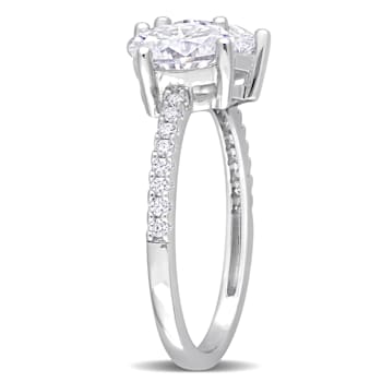 2 1/8 CT TGW Created Moissanite 2-Stone Ring in Sterling Silver