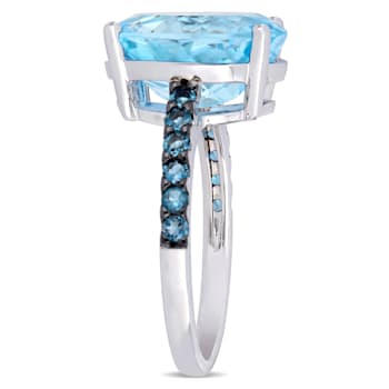 10 1/5 CT TGW London Blue Topaz & Sky Blue Topaz Ring in Sterling
Silver with Black Rhodium