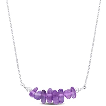 1 1/5 CT TGW Amethyst Bead Necklace in Sterling Silver