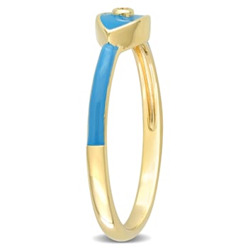 0.01 CT TGW Created White Sapphire Evil Eye Blue Enamel Ring in Yellow
Plated Sterling Silver