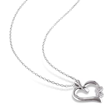 Diamond Infinity Heart Pendant with Chain in Sterling Silver