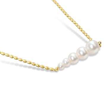 3-7MM Freshwater Cultured Pearl Graduated Bar Necklace in 18K Yellow
Gold Over Sterling Silver