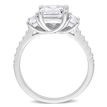 2 5/8 CT TGW Created Moissanite 3-Stone Ring in Sterling Silver