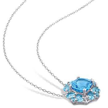 4 1/6 CT TGW Swiss Blue Topaz Quatrefoil Floral Pendant with Chain in
Sterling Silver