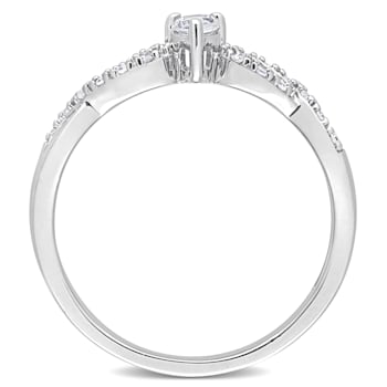 1/4 CT TGW Created White Sapphire and 1/10 CT TW Diamond Infinity
Engagement Ring in Sterling Silver