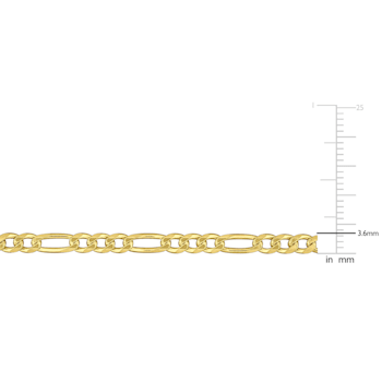 3.8mm Figaro Chain Necklace in 18k Yellow Gold Plated Sterling Silver,
24 in