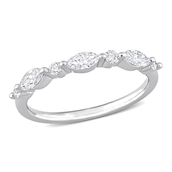 3/5 CT TGW Lab Grown Diamond Semi-Eternity Ring in Platinum Plated
Sterling Silver