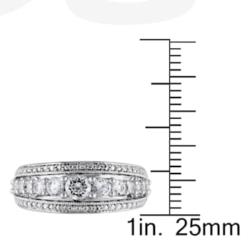1 1/5 CT TGW Created White Sapphire Graduated Ring in Sterling Silver