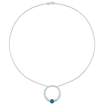 3 7/8 CT TGW Sky Blue and London Blue Topaz Graduated Open Circle
Sterling Silver Pendant with Chain