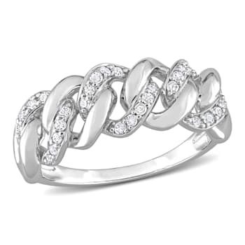 1/4 CT TDW Diamond Oval Link Ring in Sterling Silver