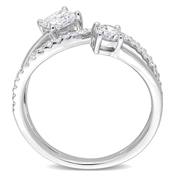 4/5 CT TGW Lab Grown Diamond 2-Stone Bypass Crossover Ring in 14K White Gold