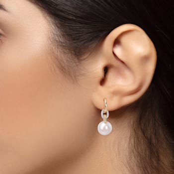 11-12MM Freshwater Cultured Pearl and 1/10 CT TW Diamond Earrings in 14K
2-Tone Gold