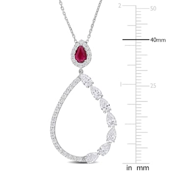 2/5 CT TGW Ruby and 2 1/5 CT TW Diamond Teardrop Necklace in 18K White Gold