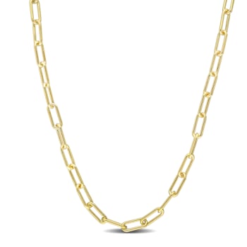 Paperclip Chain Necklace in 18k Yellow Gold Over Sterling Silver