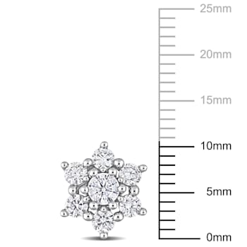 1 CT TDW Diamond Cluster Stud Earrings in 14k White Gold
