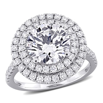 3 7/8 CT TW Lab-Grown Diamond Double Halo Ring in 14K White Gold