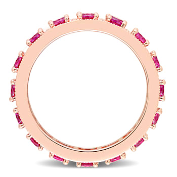 1 5/8 CT TGW Created Ruby Eternity Ring in Rose Plated Sterling Silver