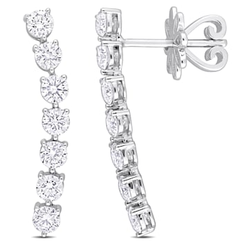 1 3/8 CT TW Diamond Curved Line Earrings in 14K White Gold