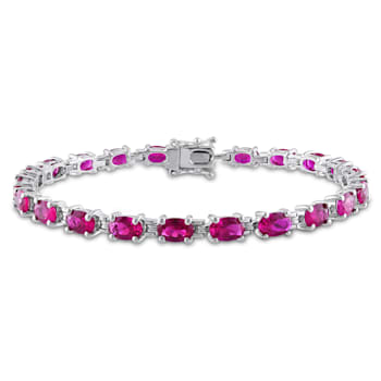 16 1/2 CT TGW Created Ruby Bracelet in Sterling Silver