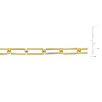 6MM Polished Paperclip Chain Necklace in Yellow Plated Sterling Silver