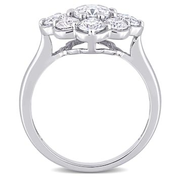 2-3/8 CT DEW Created Moissanite Floral Ring in 10K White Gold