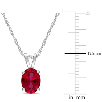 2 CT TGW Created Ruby Solitaire Pendant with Chain in 10K Gold