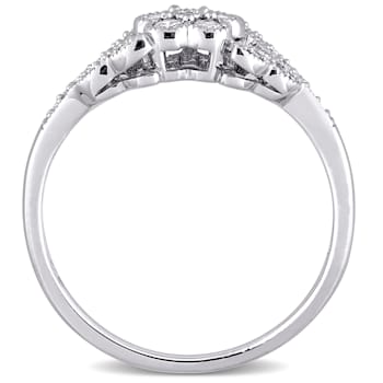 1/4 CT TW Diamond Floral Ring in Sterling Silver