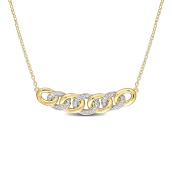 1/6ctw Diamond Link Necklace in 18K Yellow Gold Over Sterling Silver
