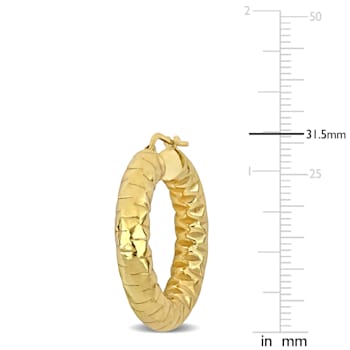 31.5MM Diamond Cut Hoop Earrings in 18K Yellow Gold Over Sterling Silver