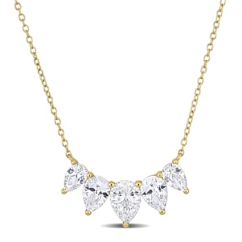 5 2/5 CT TGW Created White Sapphire Necklace in Yellow Silver