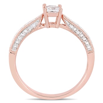 1/3 CT TGW Created White Sapphire & Diamond Accent Ring in 18K Rose
Gold Over Sterling Silver