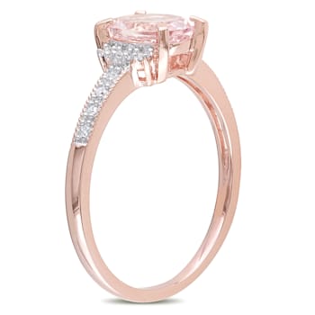 1 1/7 CT TGW Morganite and Diamond Accent Ring in 18K Rose Gold Over
Sterling Silver