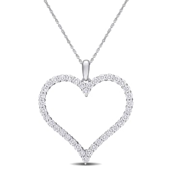 1 1/4 CT TGW Lab Grown Diamond Heart Pendant with Chain in 14K White Gold