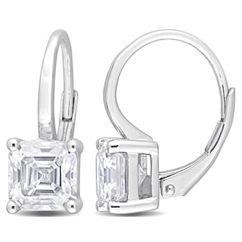 3 CT TGW Created Moissanite Drop Earrings in Sterling Silver